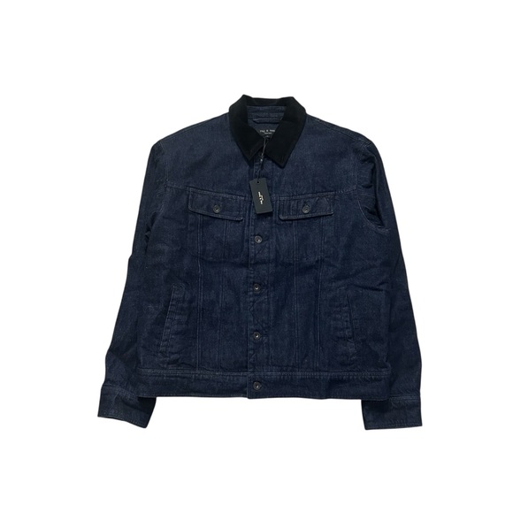 New Rag & Bone Men's Eli Lined Indigo Denim Trucker Jacket Size Large